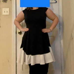 Calvin Klein Dress Black A-Line Dress with White Trim